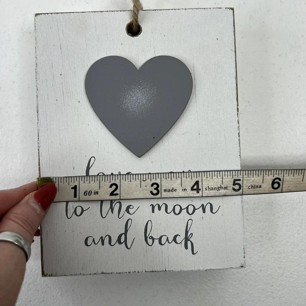 Quill to Paper by Sixtrees Wood Sign Love You To The Moon And Back Heart 6.5x5